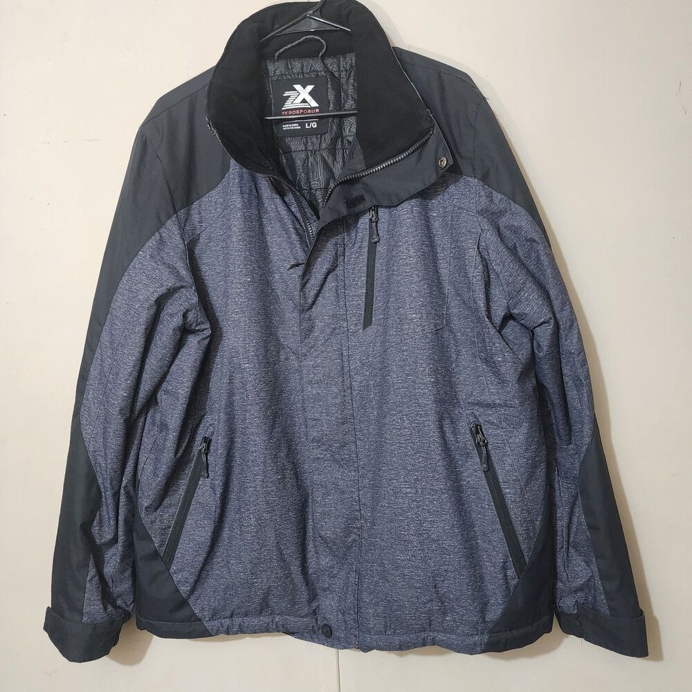 Zero Xposur Mens Large Black Heather Gray Softshell Zip Up Mid Weight Coat